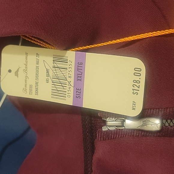 Tommy Bahama Burgundy Half Zip Pullover - Picture 4 of 5